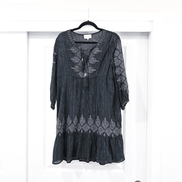 Jade by Johnny Was Size XS Embroidered Boho Style Peasant Mini Dress - Picture 9 of 9